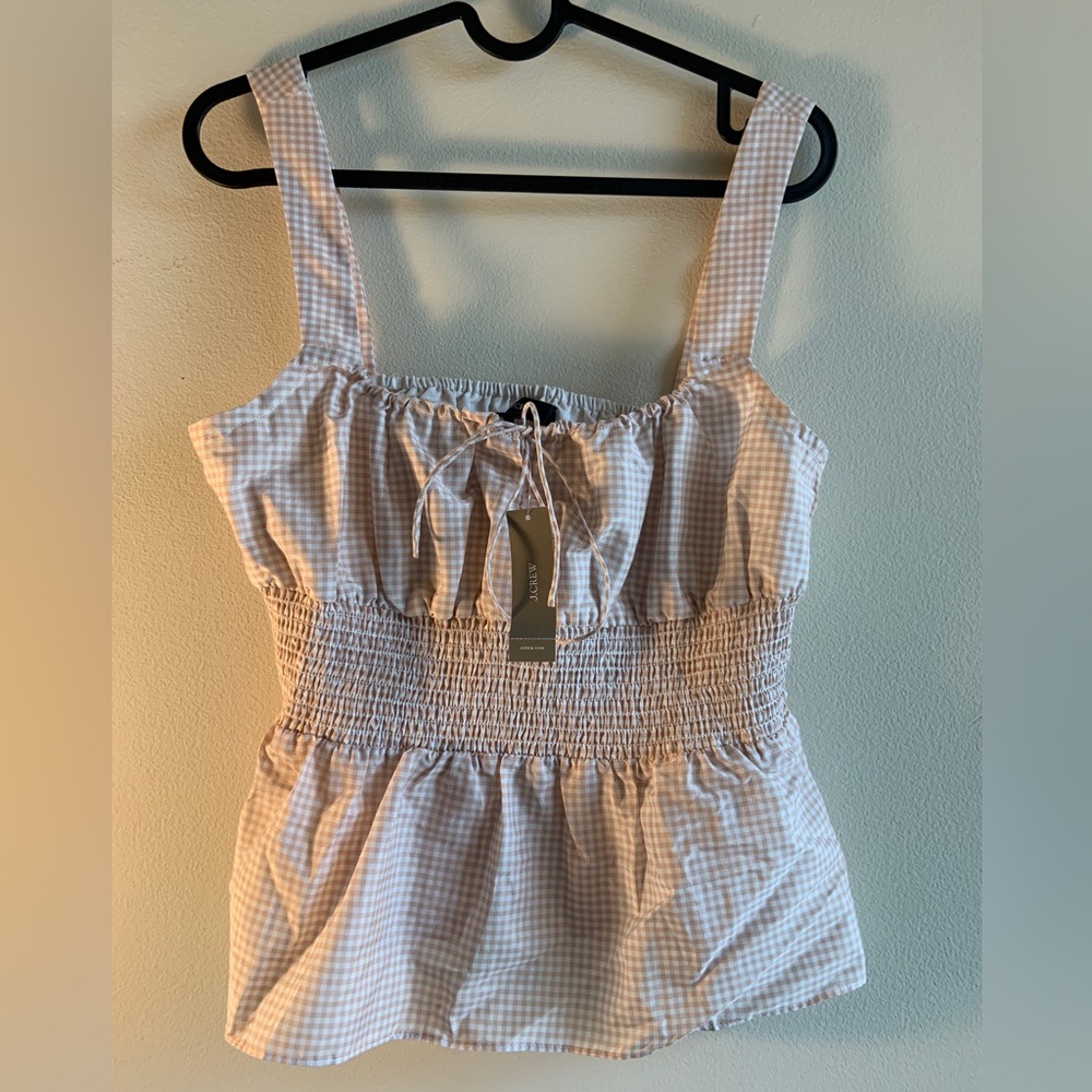 NWT J Crew Smocked Waist Tank in Gingham